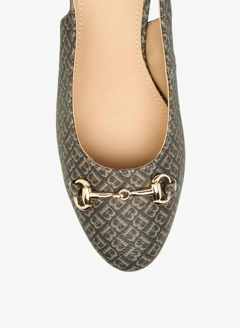 Flora Bella By Shoexpress BROWN Women Monogram Print Block Heel Shoes for Women | Best Price UAE