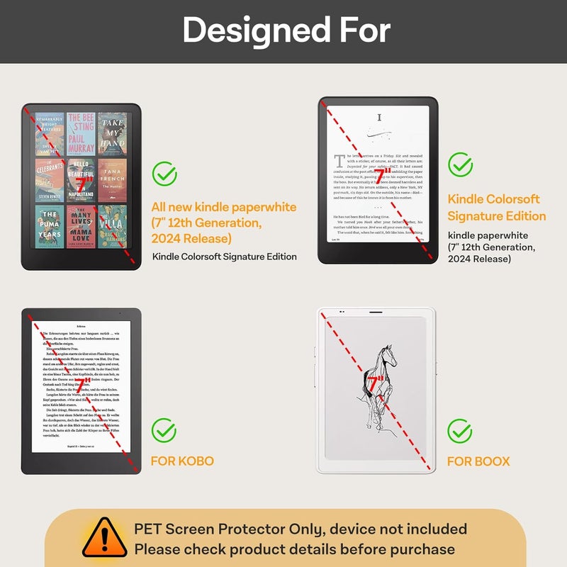 CoBak 3 Pack Anti-Glare Matte Screen Protector for 7" Kindle Paperwhite 12th Gen 2024 & Kindle Colorsoft Signature Edition,Boox Go 7,Kobo Aura 2 - High Clarity, Fingerprint Resistant - Fine-Grit - Image 3