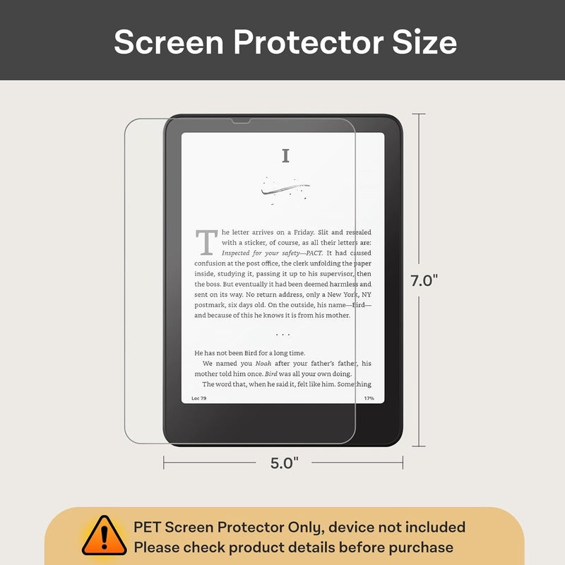 CoBak 3 Pack Anti-Glare Matte Screen Protector for 7" Kindle Paperwhite 12th Gen 2024 & Kindle Colorsoft Signature Edition,Boox Go 7,Kobo Aura 2 - High Clarity, Fingerprint Resistant - Fine-Grit - Image 2