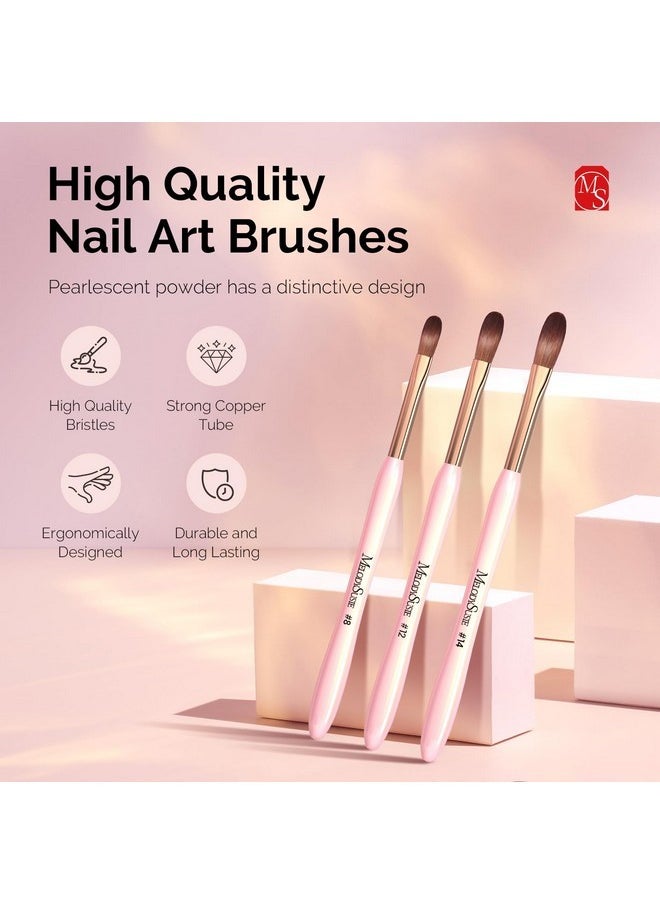 MelodySusie 3Pcs Acrylic Nail Brush Set, Size 8/12/14 Professional Nail Brushes For Acrylic Application Acrylic Powder Nail Extension And 3D Nail Carving For Diy Home Salon Nail Manicure Tool  - Image 2