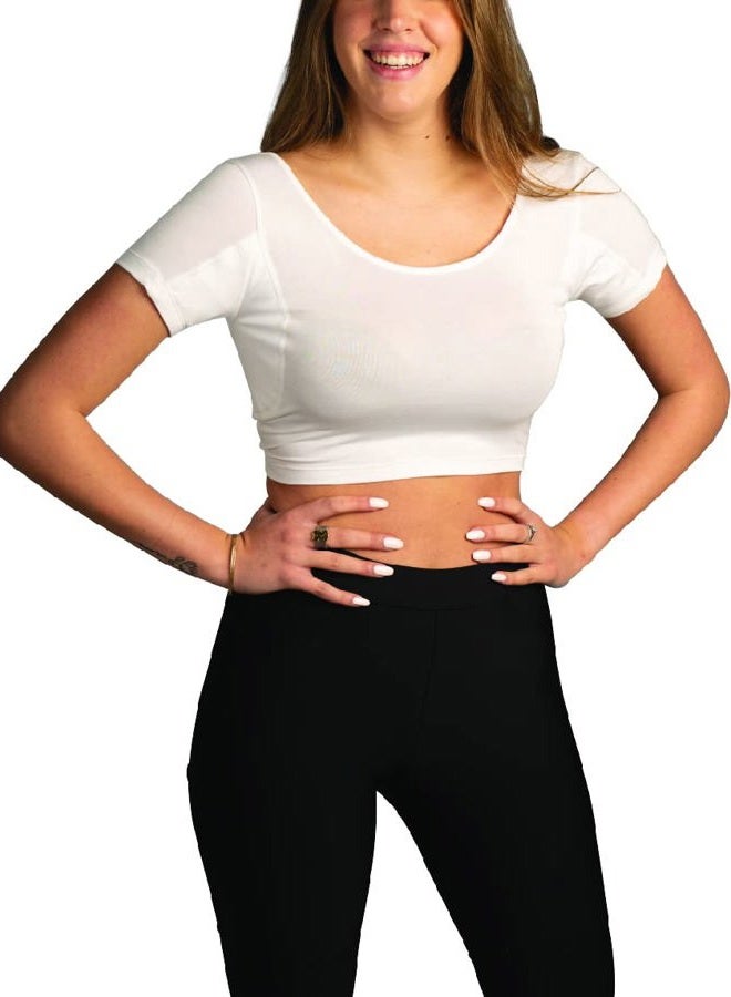 TopDry Women's Undershirts - Sweatproof Shirts Women with Underarm Sweat Pads - White - Image 1