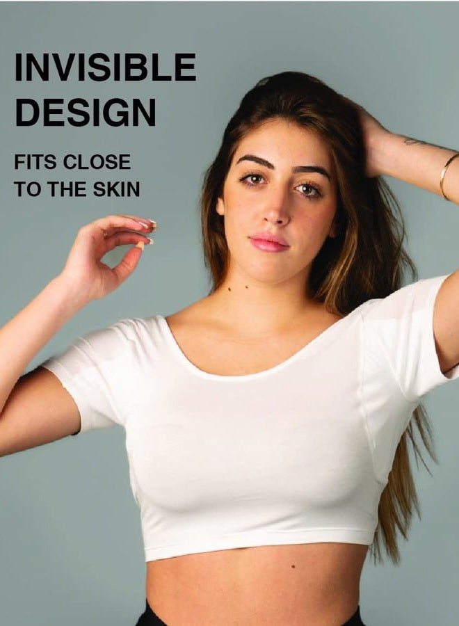 TopDry Women's Undershirts - Sweatproof Shirts Women with Underarm Sweat Pads - White - Image 4