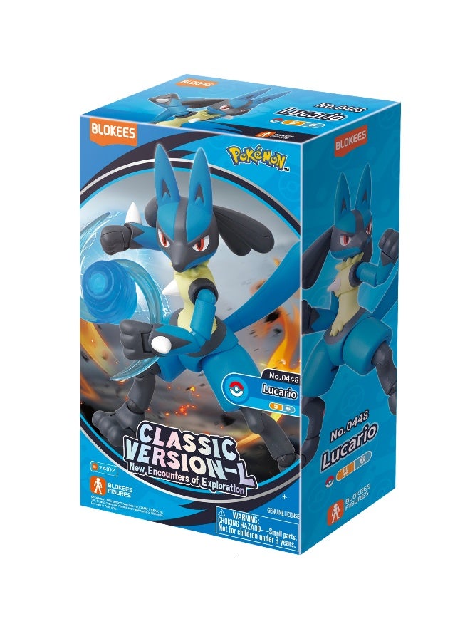 Blokees Pokémon Lucario Model Kit for Kids Age 9+ | Classic Version-L Buildable Poseable Action Figure with Aura Blast Effect and Display Base | Exploration Series Collectible Toy - Image 1