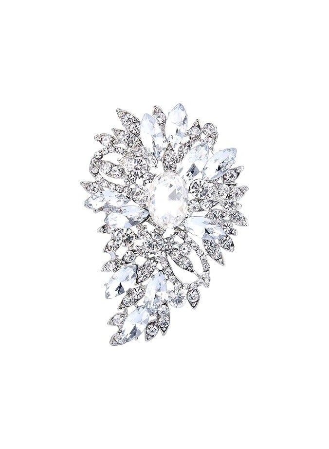 Goolsky 1PC Women's Austrian Crystal Wedding Flower Leaf Bouquet Brooch - Image 5