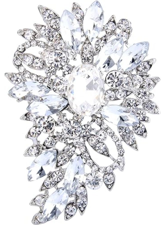 Goolsky 1PC Women's Austrian Crystal Wedding Flower Leaf Bouquet Brooch - Image 1