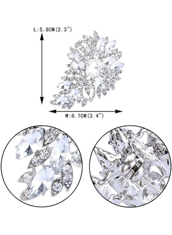 Goolsky 1PC Women's Austrian Crystal Wedding Flower Leaf Bouquet Brooch - Image 2