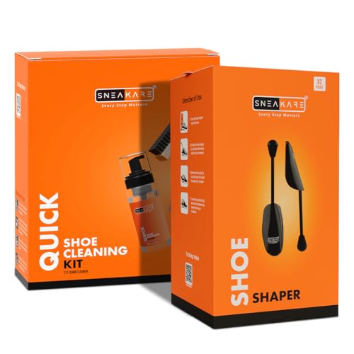 SNEAKARE Quick Kit With Foam Cleaner - Contains 2 x 150ml Foam Shoe Cleaner, Medium Brush & Shoes Shaper - White Sneakers Cleaning Kit, Leather, Suede, Nubuck, Canvas - Sports Shoes Cleaner - Image 1