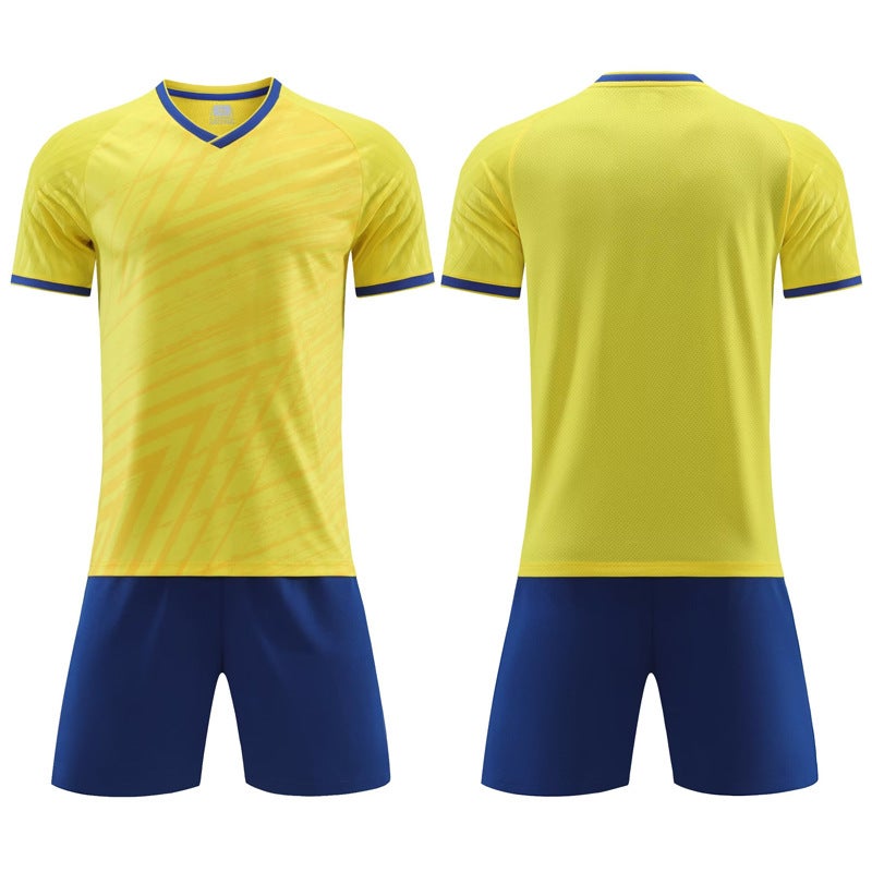 Generic Soccer Clothes Set Mens Printed and Printed Football Sports Clothing for Primary School Students Childrens Training Clothes Short Sleeve Soccer Clothes Team Clothes Yellow 