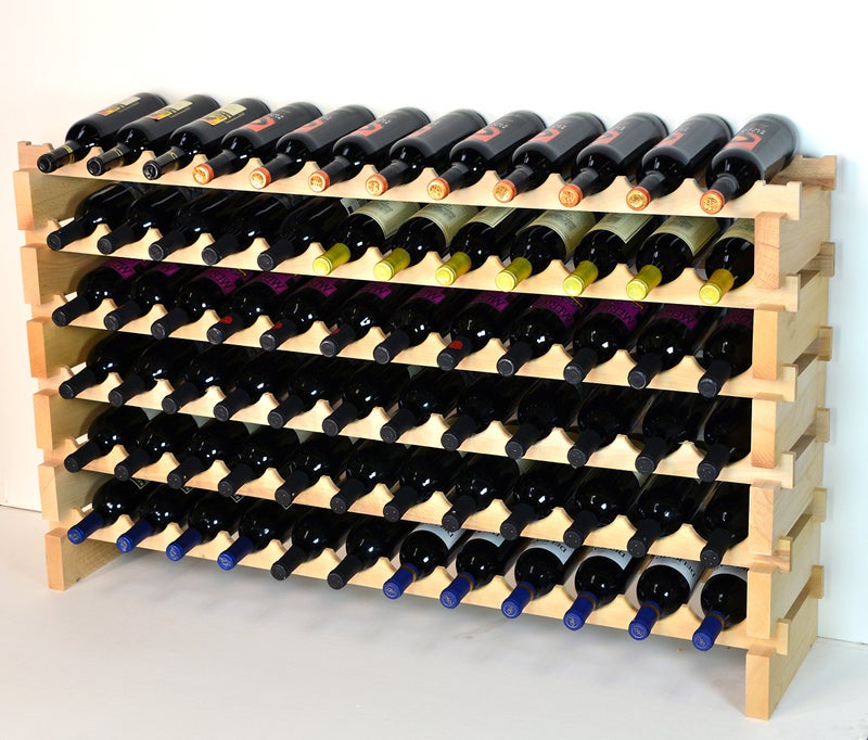 sfDisplay.com,LLC. Modular Wine Rack Beachwood 48144 Bottle Capacity 12 Bottles Across up to 12 Rows Newest Improved Model 72 Bottles  6 Rows 
