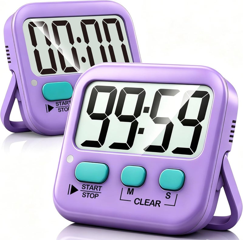 Antonki 2 Pack Digital Timer for Kids, Magnetic Countdown Kitchen Timers for Cooking, Egg, Classroom, Teacher, Exercise, Study, Oven - Battery Included - Image 1