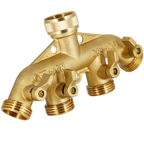 Triumpeek 4 Way Brass Hose Splitter, Heavy Duty 4-Way Garden Hose Connector 3/4 Inch, Solid 4 way hose adapter - Image 4