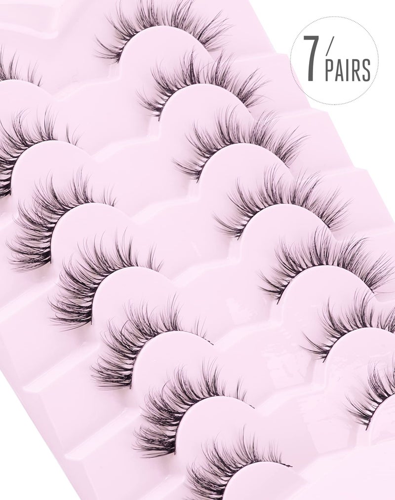 Onlyall Cat Eye Lashes Natural Lashes False Eyelashes Fox Eye Lashes False Lashes 7 Pairs D5 - Image 3