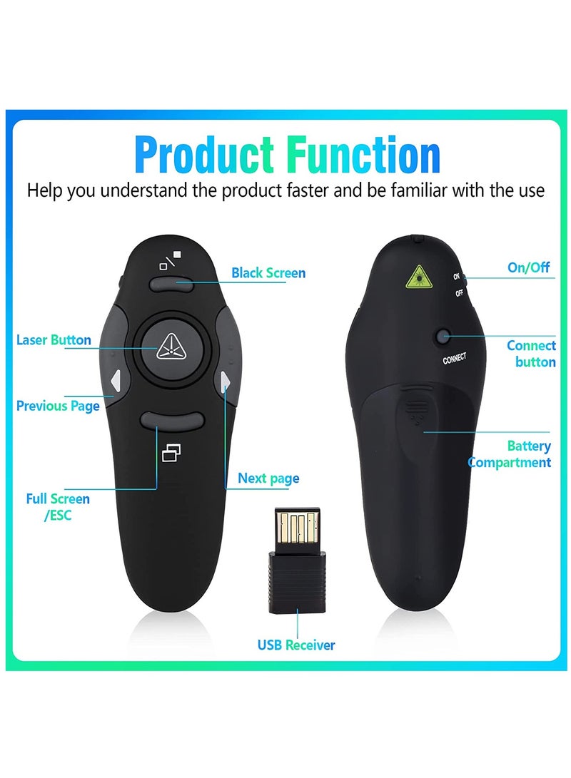 Wireless Presenter Presentation Clicker RF400 2.4GHz,Remote Control Slide Changer Presentation Clicker Red Light Pointer for Office Classroom Presentations(Battery Included) - Image 4