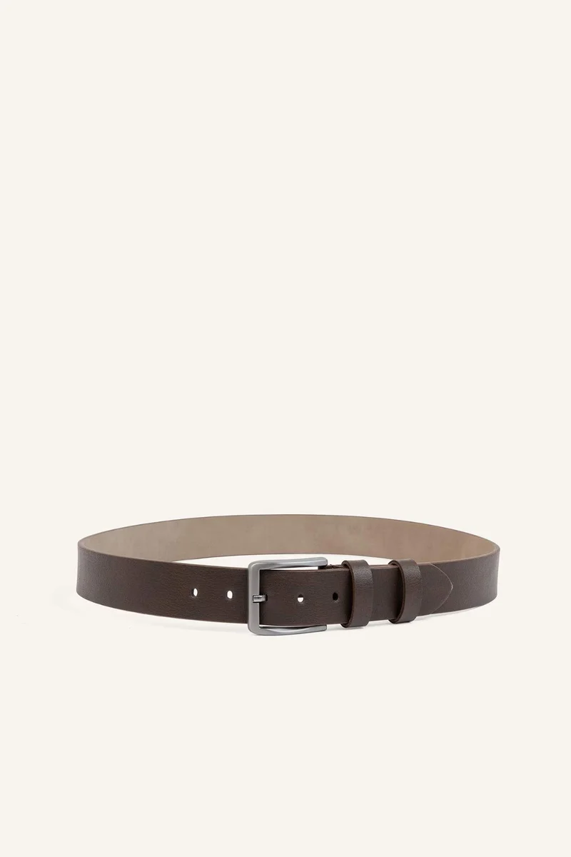 Man Rectangle Clasp Faux Leather Classic Belt