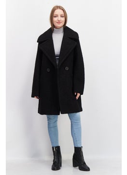 NVLT Women Textured  Long Sleeve Trench Coat, Black  - Image 1