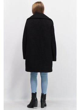 NVLT Women Textured  Long Sleeve Trench Coat, Black  - Image 2