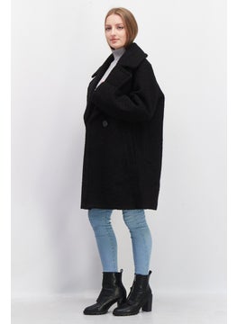 NVLT Women Textured  Long Sleeve Trench Coat, Black  - Image 3