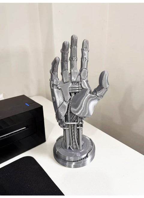 Cyberpunk Manipulator Handle Bracket 2077 Johnny Silver Hand Surrounding XBOX PS4/5 Handle Round Bottom Ornaments-Color:Silver-Specifications:Left Hand Round Bottom