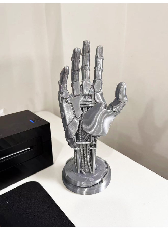 Cyberpunk Manipulator Handle Bracket 2077 Johnny Silver Hand Surrounding XBOX PS4/5 Handle Round Bottom Ornaments-Color:Silver-Specifications:Left Hand Round Bottom
