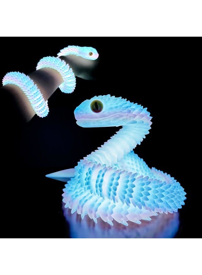 SUMLAND 24in 3D Printed Snake,Flexible 3D Printed Animal,Articulated 3D Printed Crystal Anaconda,Glow in The Dark Rainbow - Image 1