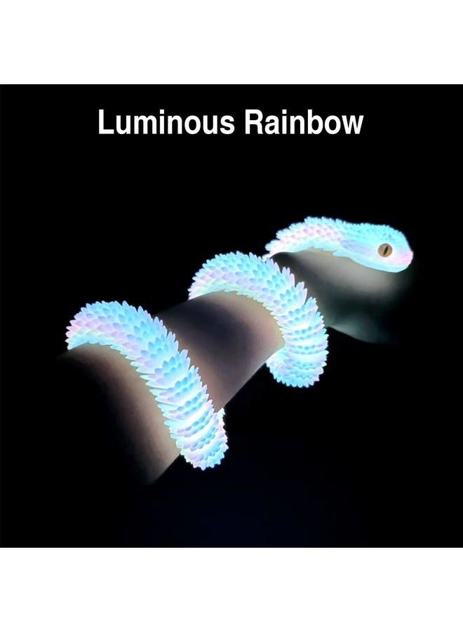 SUMLAND 24in 3D Printed Snake,Flexible 3D Printed Animal,Articulated 3D Printed Crystal Anaconda,Glow in The Dark Rainbow - Image 2