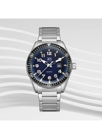 KENNETH SCOTT Men's Analog Display Watch With Silver Stainless Steel Strap - K23028-SBSN