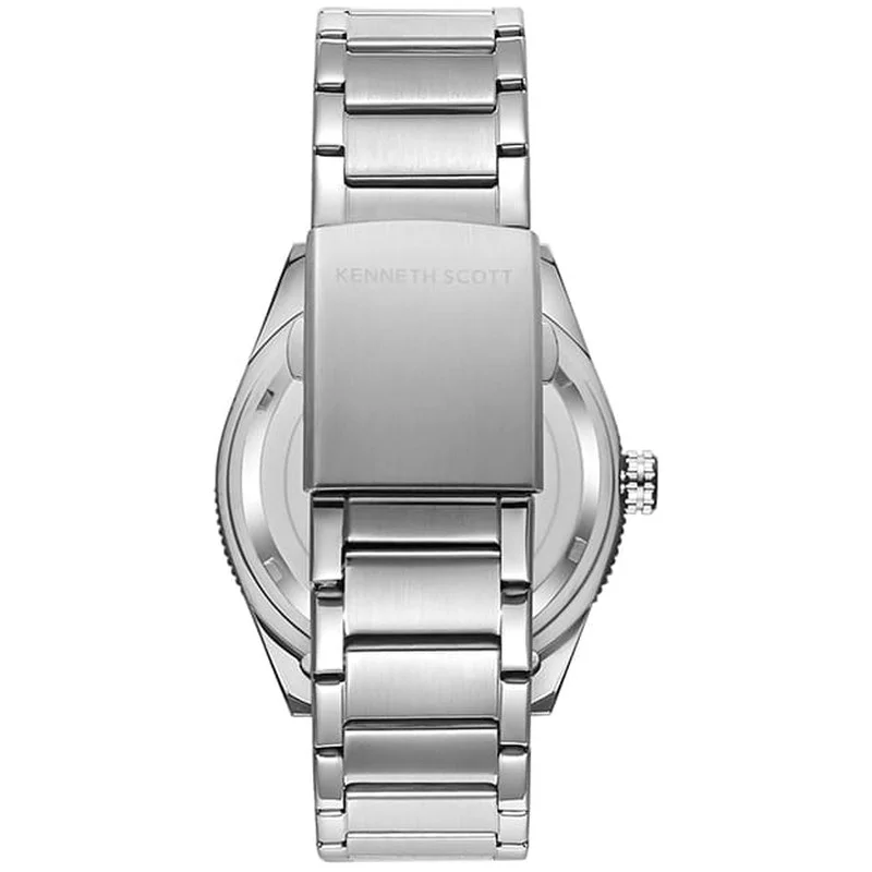 كينيث سكوت Men's Analog Display Watch With Silver Stainless Steel Strap - K23028-SBSN