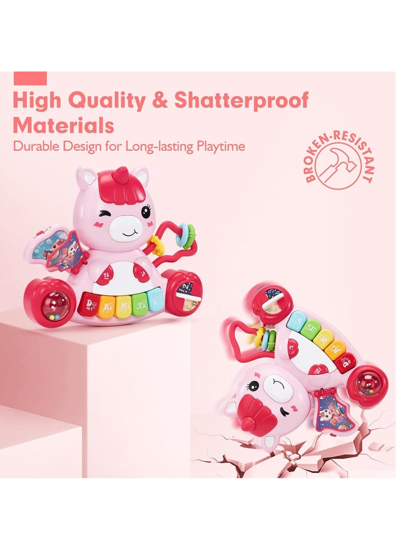 SYOSI ألعاب الأطفال من 6 إلى 12 شهرًا للفتيات الصغيرات نشاط التعلم المبكر ألعاب تعليمية وحيد القرن موسيقية مضيئة بيانو أطفال هدايا للأطفال الذين تتراوح أعمارهم بين 6 و9 و12 و18 شهرًا للفتيان والفتيات بعمر السنة عيد الميلاد عيد ميلاد - Image 3