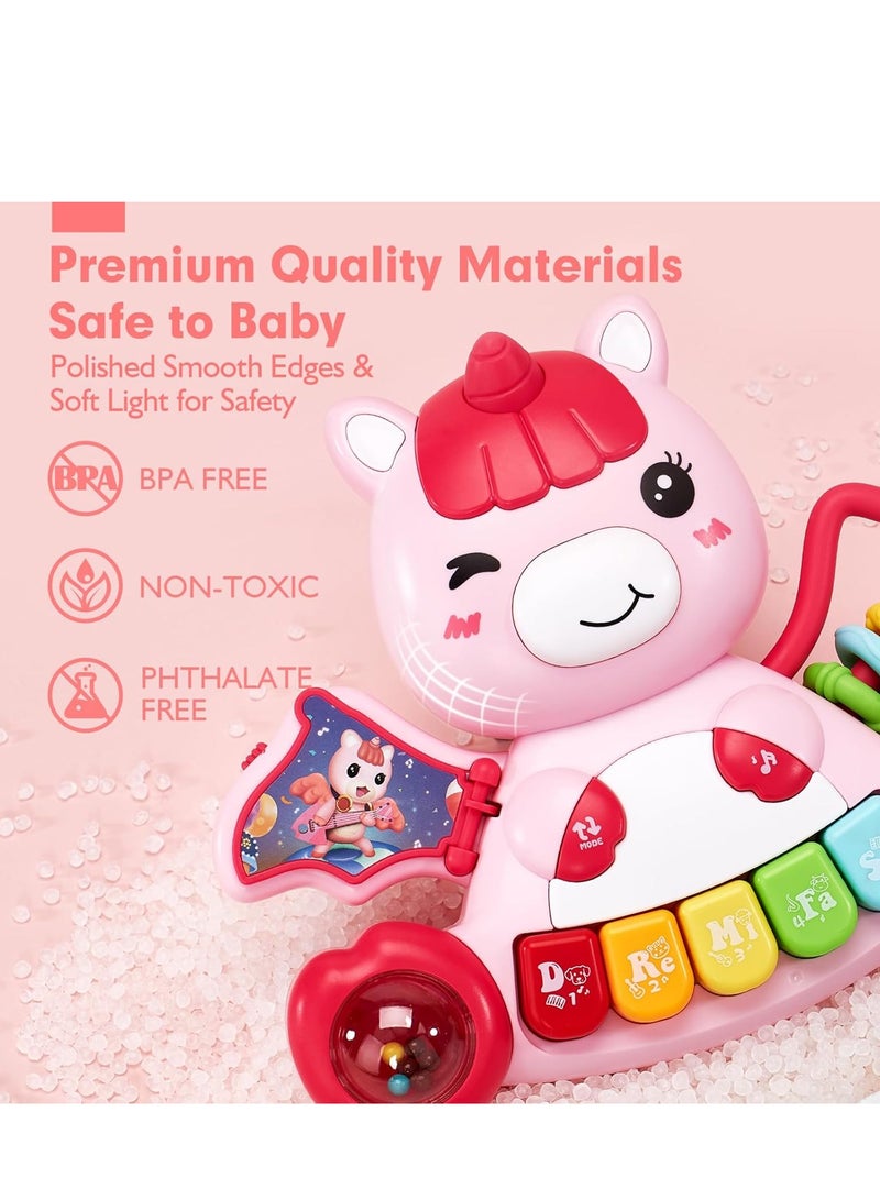 SYOSI ألعاب الأطفال من 6 إلى 12 شهرًا للفتيات الصغيرات نشاط التعلم المبكر ألعاب تعليمية وحيد القرن موسيقية مضيئة بيانو أطفال هدايا للأطفال الذين تتراوح أعمارهم بين 6 و9 و12 و18 شهرًا للفتيان والفتيات بعمر السنة عيد الميلاد عيد ميلاد - Image 4