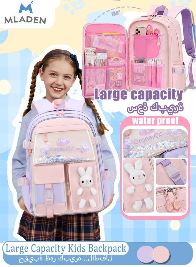 MLADEN Backpack School Bag Large capacity Water Proof Kids Backpack Little Girls Cute Personalized Book Bags for Elementary School Lightweight Resistant Big Travel Daypack（30*16*40CM） - Image 1