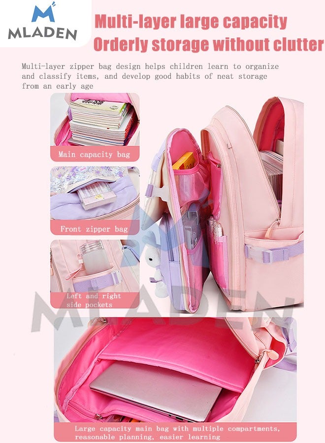 MLADEN Backpack School Bag Large capacity Water Proof Kids Backpack Little Girls Cute Personalized Book Bags for Elementary School Lightweight Resistant Big Travel Daypack（30*16*40CM） - Image 4