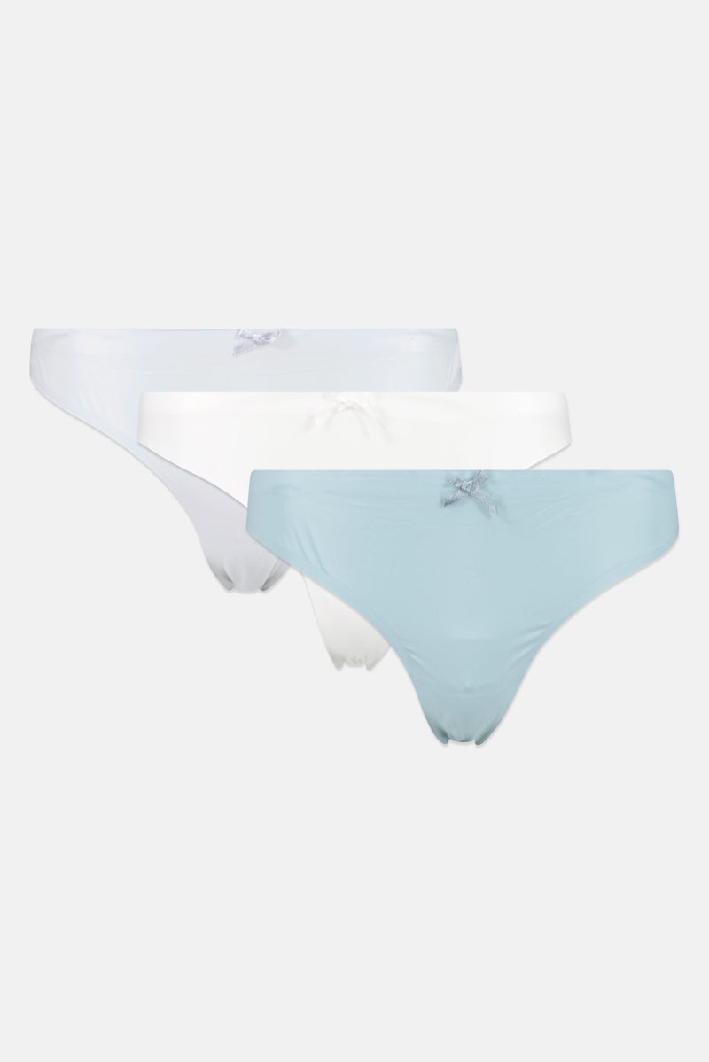 bebe Women 3 Pieces Textured Strings Panties, Multicolor - Image 1