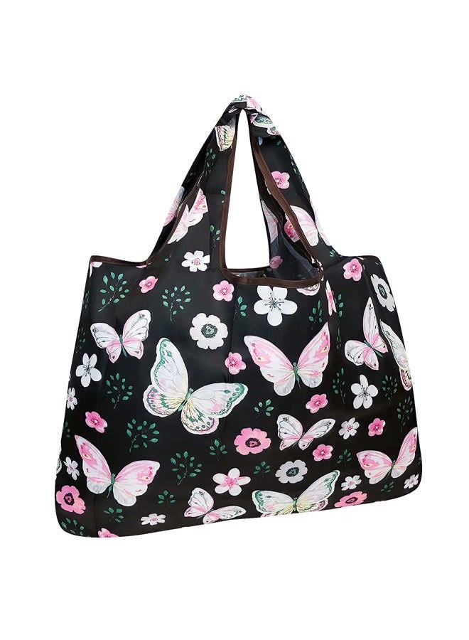 allydrew Large Foldable Tote Nylon Reusable Grocery Bags, Midnight Butterfly - Image 1
