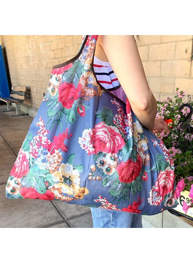 allydrew Large Foldable Tote Nylon Reusable Grocery Bags, Midnight Butterfly - Image 2