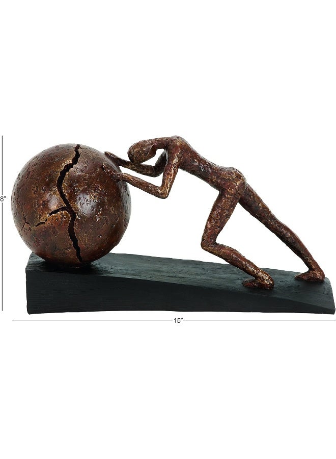 Deco 79 Polystone People Decorative Sculpture Home Decor Statue with Ball, Accent Figurine 5" x 15" x 8", Brown - Image 5