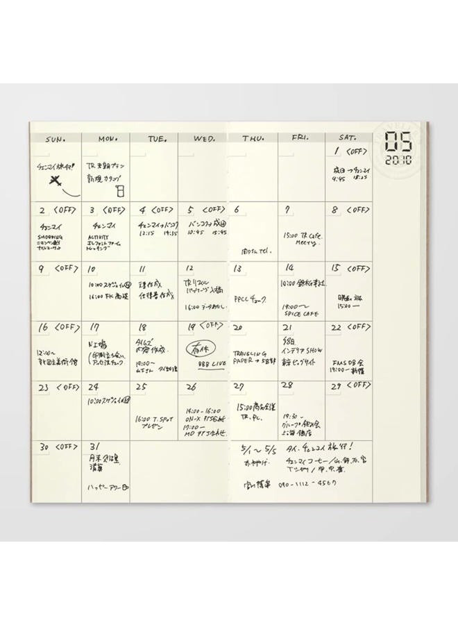 Designphil Midori Travel Notebook (Refill Pack 017) Monthly Calendar - Image 2