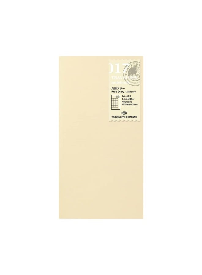 Designphil Midori Travel Notebook (Refill Pack 017) Monthly Calendar - Image 1