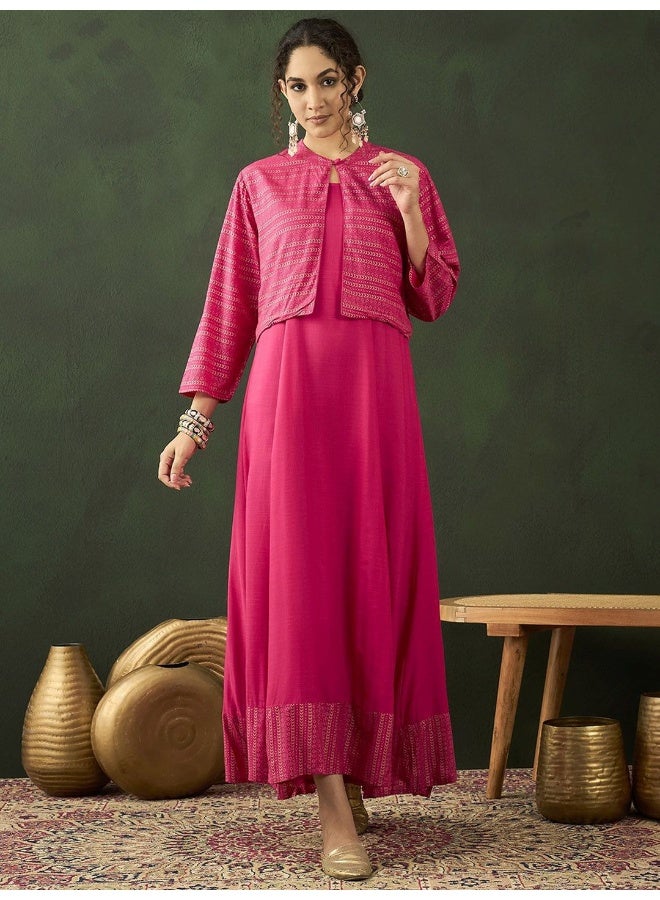 AKS Mandarin Collar Maxi Dress  - Image 3