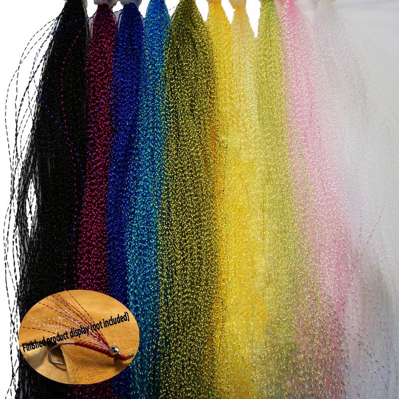 GREATFISHING 230 Strands 10 Best Color/Set Sparkle Crystal Flash Flashabou Tinsels Fly Fishing Line Hook Lure Flash Flies Decorating Fly Tying Material Dry Flies - Image 1
