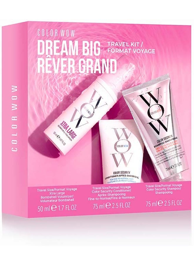 Color Wow Dream Big Discovery Set contains Color Security Shampoo 75ml, Color Security Conditioner For Fine To Normal Hair 75ml, Xtra Large Bombshell Volumizer 50ml - Image 2