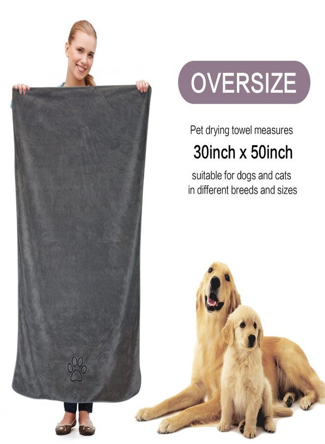 KinHwa Dog Towel Super Absorbent Pet Bath Towel Microfiber Dog Drying Towel for Small, Medium, Large Dogs and Cats 30inch x 50inch Dark-Gray - Image 2