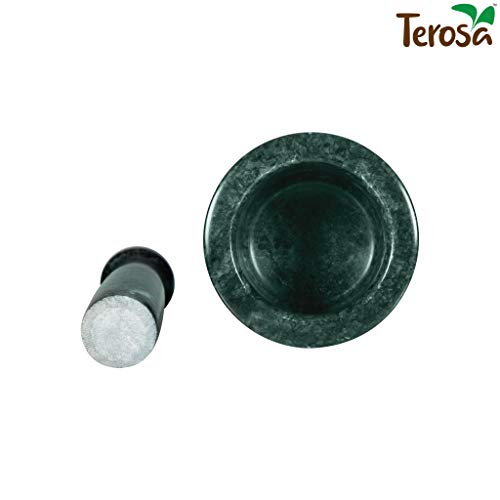Terosa Oasis Green Mortar & Pestle Set or Ohkli Musal or Kharal or Idi Kallu or Khal Musal or Khalbatta or Spice Grinder-Std-4 Inch - Marble - Image 3