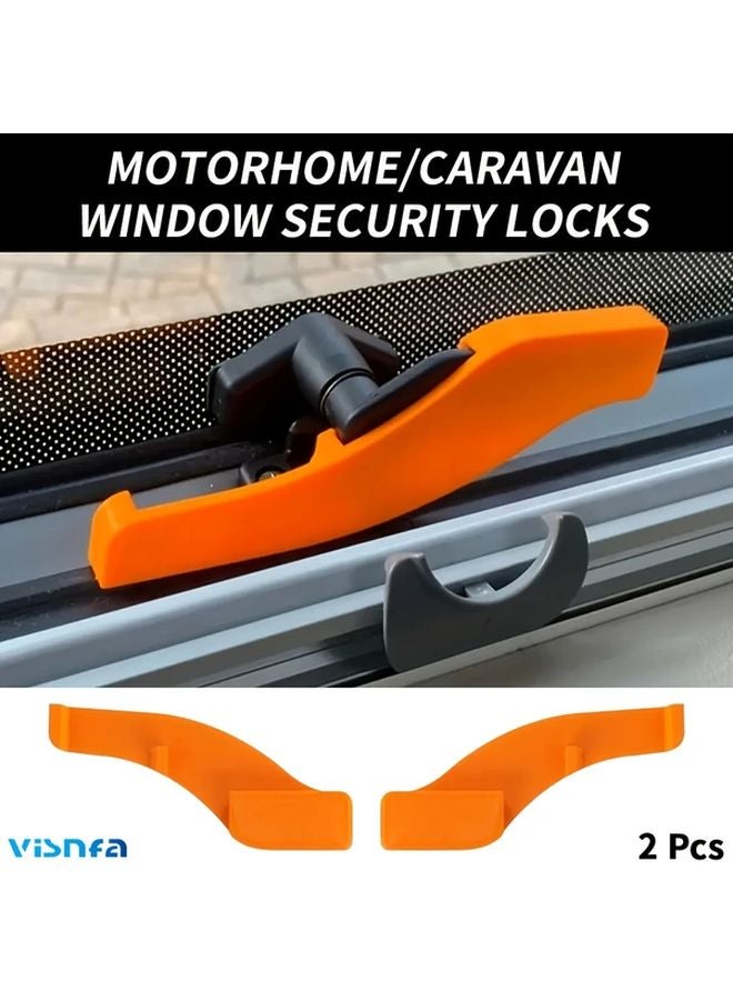 Orange RV Camper Van Window Security Locks 2pcs Keyless Entry Anti Theft - Image 1