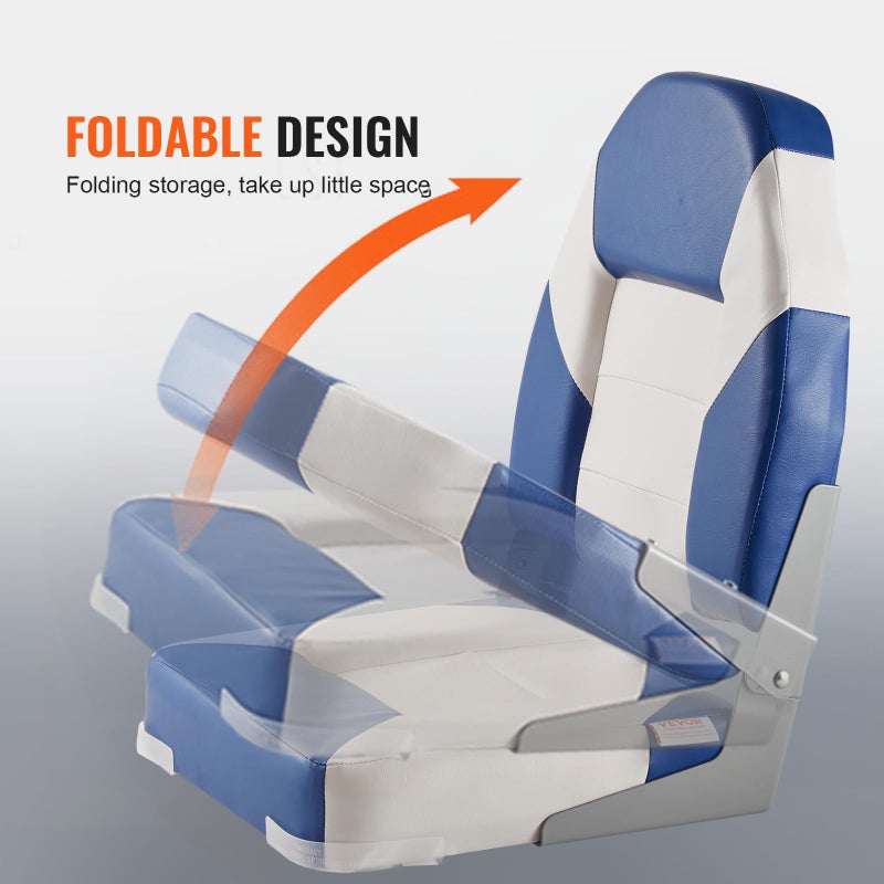 VEVOR 2-Pack 21.85" High Back Boat Seat with Thickened Sponge Padding and Hinge, Fold-Down Boat Captain Chairs, Easy to Store, Ideal for Fishing, Sightseeing - Image 5