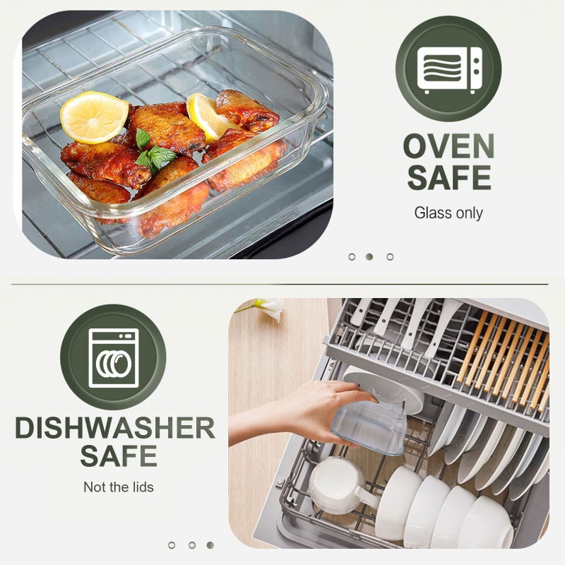 KOMUEE 30 Pieces Glass Food Storage Containers Set, Glass Meal Prep Containers Set with Snap Locking Lids, Airtight lunch Containers for Microwave, Oven, Freezer & Dishwasher,Gray - Image 3