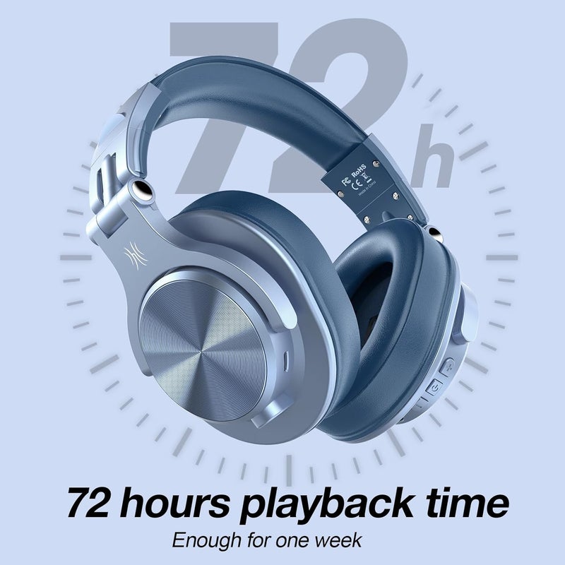 OneOdio A70 Over Ear Bluetooth Headphones, Foldable Wireless and Wired Headset with Microphone, Professional Studio Monitor Mixing Headphones for PC/Phone (Blue) - Image 3