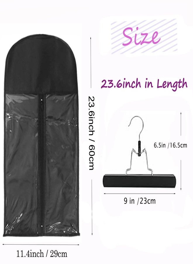 FeiHong Hair Extensions Hanger with Storage Bag, 23.6 Inch Black Hairpieces Storage Hair Extension Holder Wig Carrier Case - Image 2
