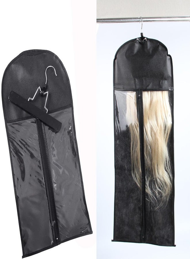 FeiHong Hair Extensions Hanger with Storage Bag, 23.6 Inch Black Hairpieces Storage Hair Extension Holder Wig Carrier Case - Image 5