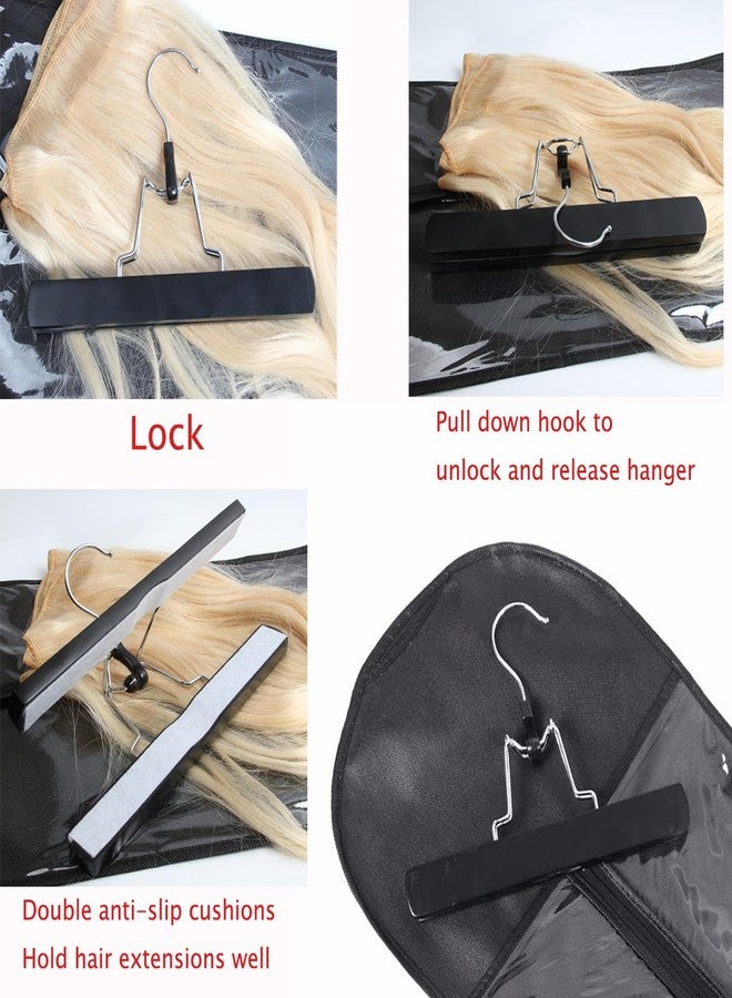 FeiHong Hair Extensions Hanger with Storage Bag, 23.6 Inch Black Hairpieces Storage Hair Extension Holder Wig Carrier Case - Image 3