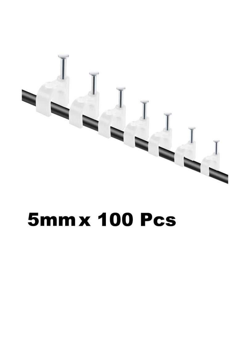 حامل مسامير دائرية لأسلاك الكابلات الكهربائية لتنظيم الأسلاك الكهربائية وخطوط الكابلات باللون الأبيض - Image 1